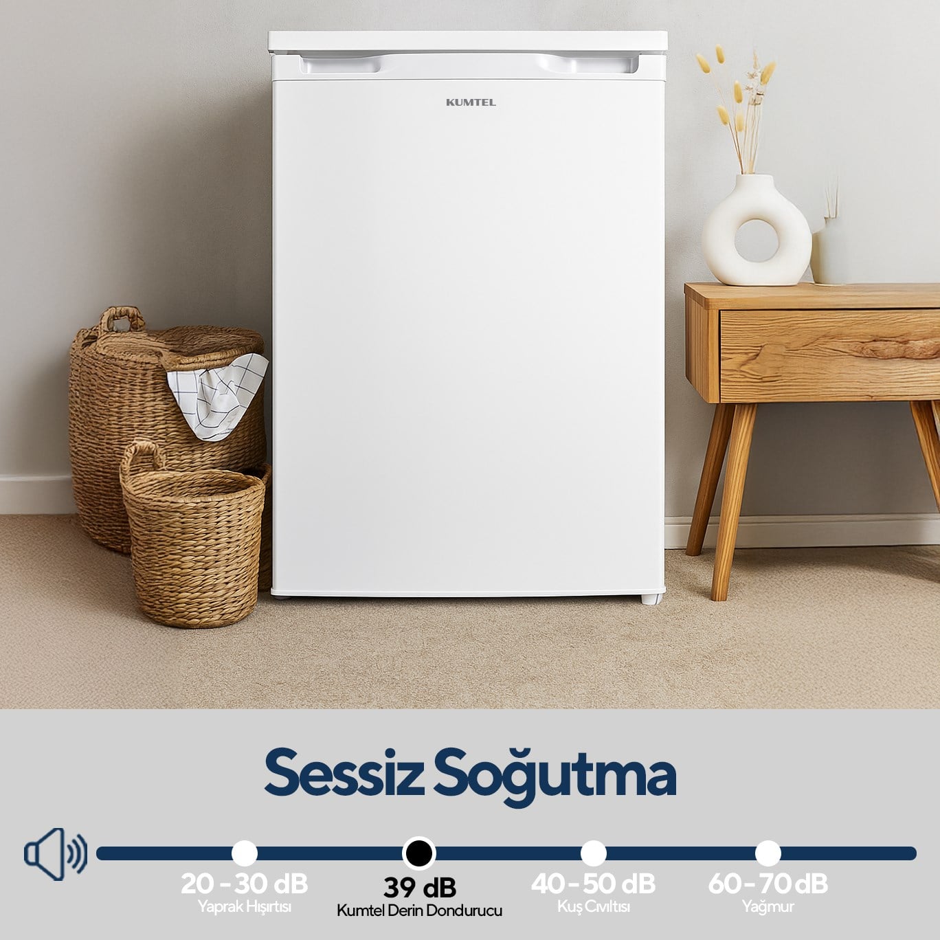 Kumtel 3 Çekmeceli Dikey Derin Dondurucu 88L HFR-100