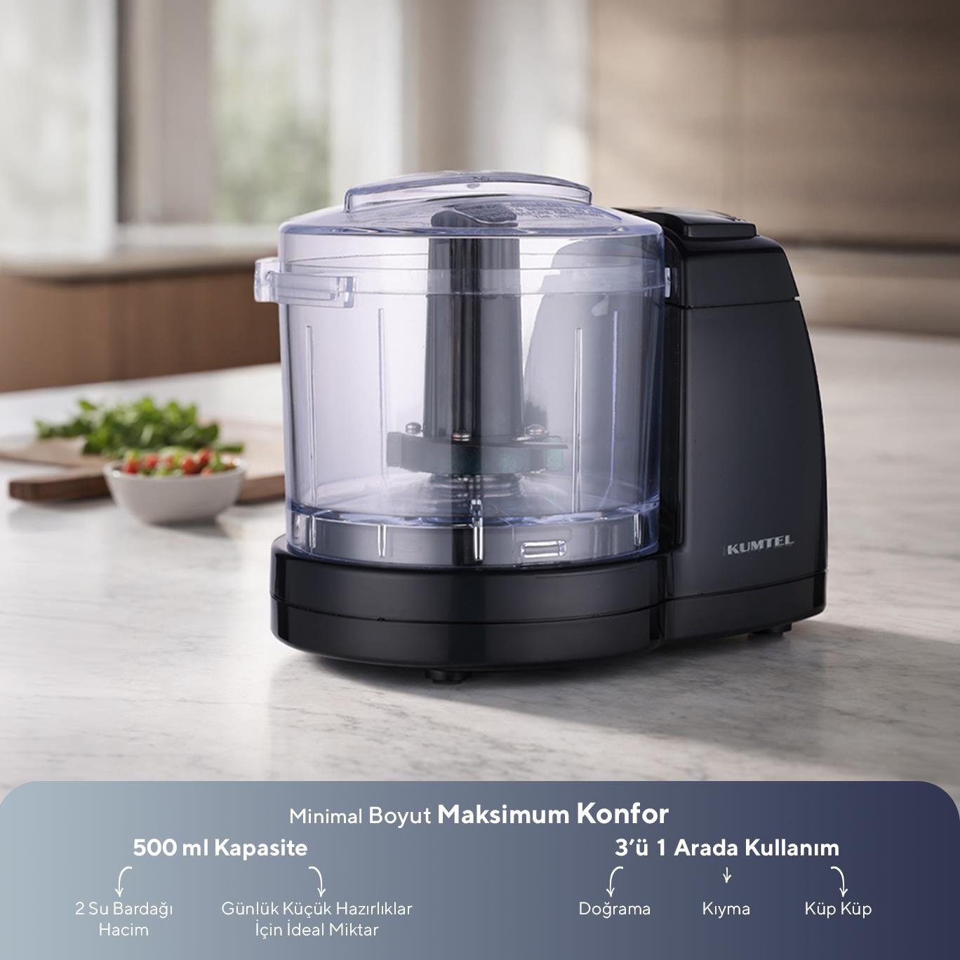 Kumtel 3 in 1 Mini Doğrayıcı 500 ml HCH-02