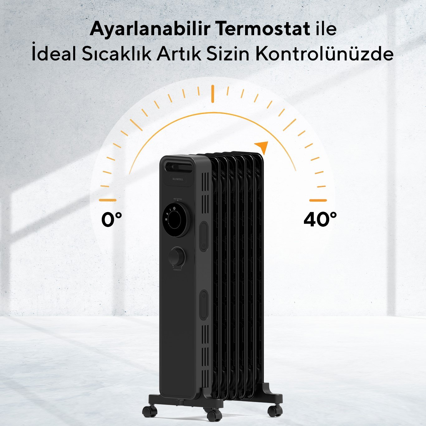 Kumtel 7 Dilim Siyah Elektrikli Yağlı Radyatör Isıtıcı KUM-1220S