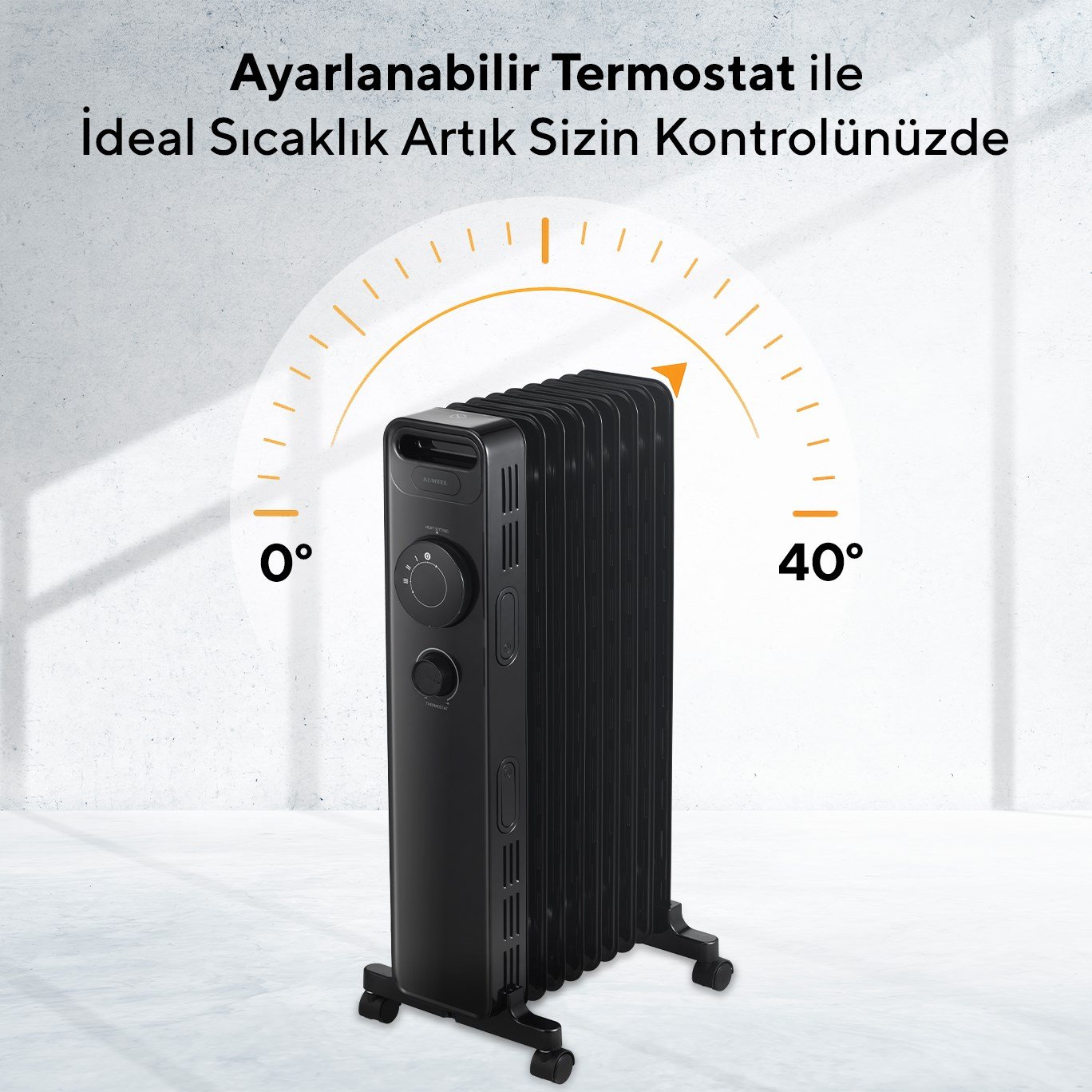 Kumtel 9 Dilim Siyah Yağlı Radyatör Kum-1225S