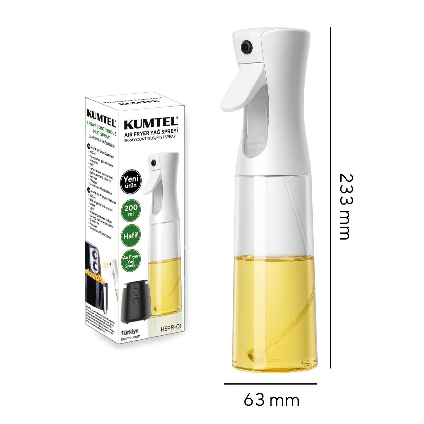 Kumtel Airfryer Cam Sprey Yağdanlık HSPR-01