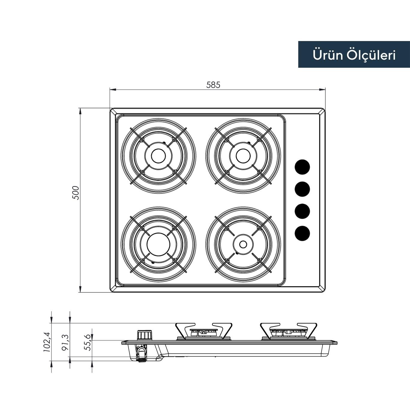 Kumtel Ankastre Siyah Violet Ocak M6-40BF