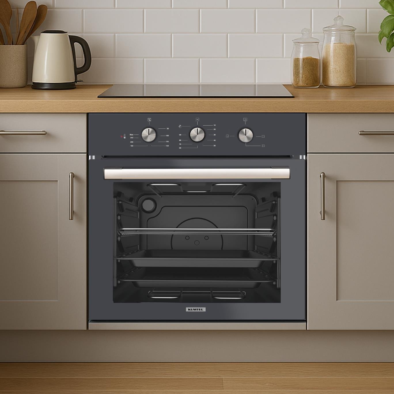 Kumtel Antrasit (Gri) Cam Ankastre Fırın B66-S2 MT