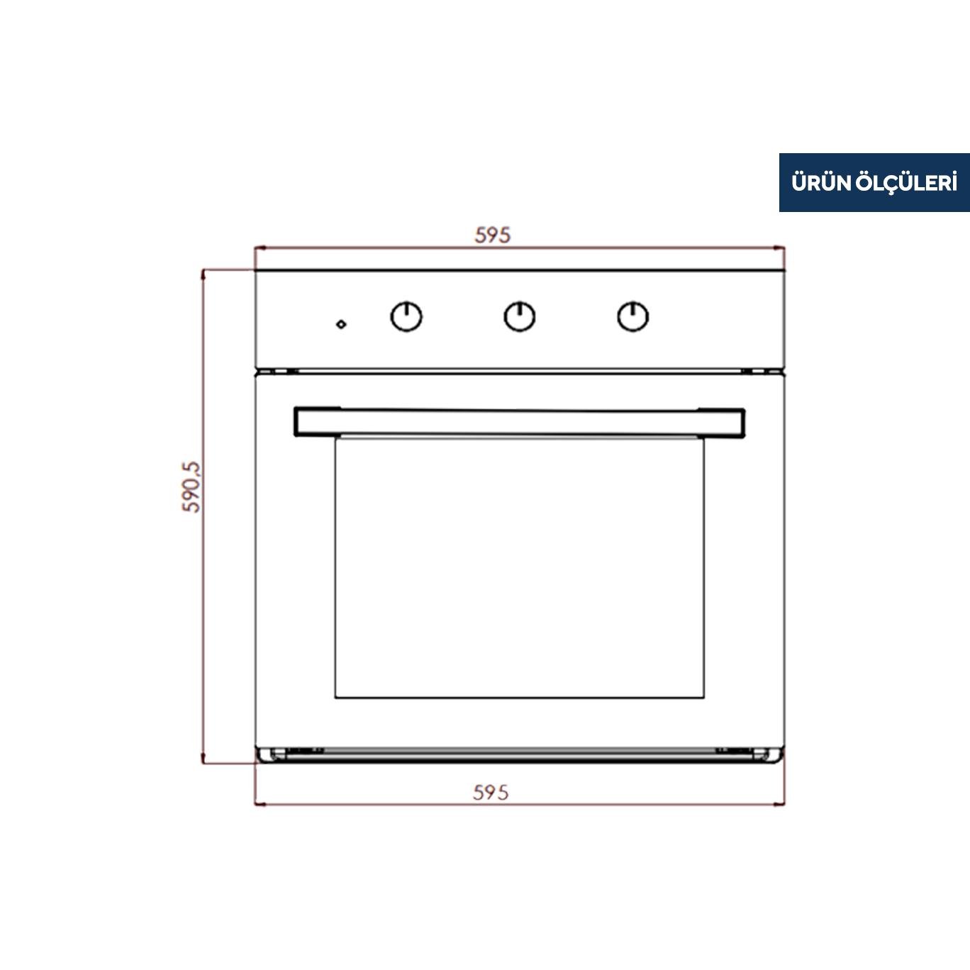 Kumtel Antrasit (Gri) Cam Ankastre Fırın B66-S2 MT