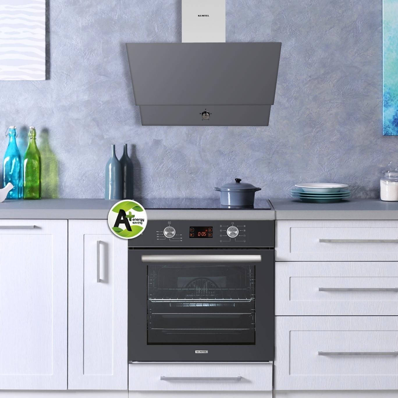 Kumtel Antrasit (Gri) Cam Davlumbaz Da6-830