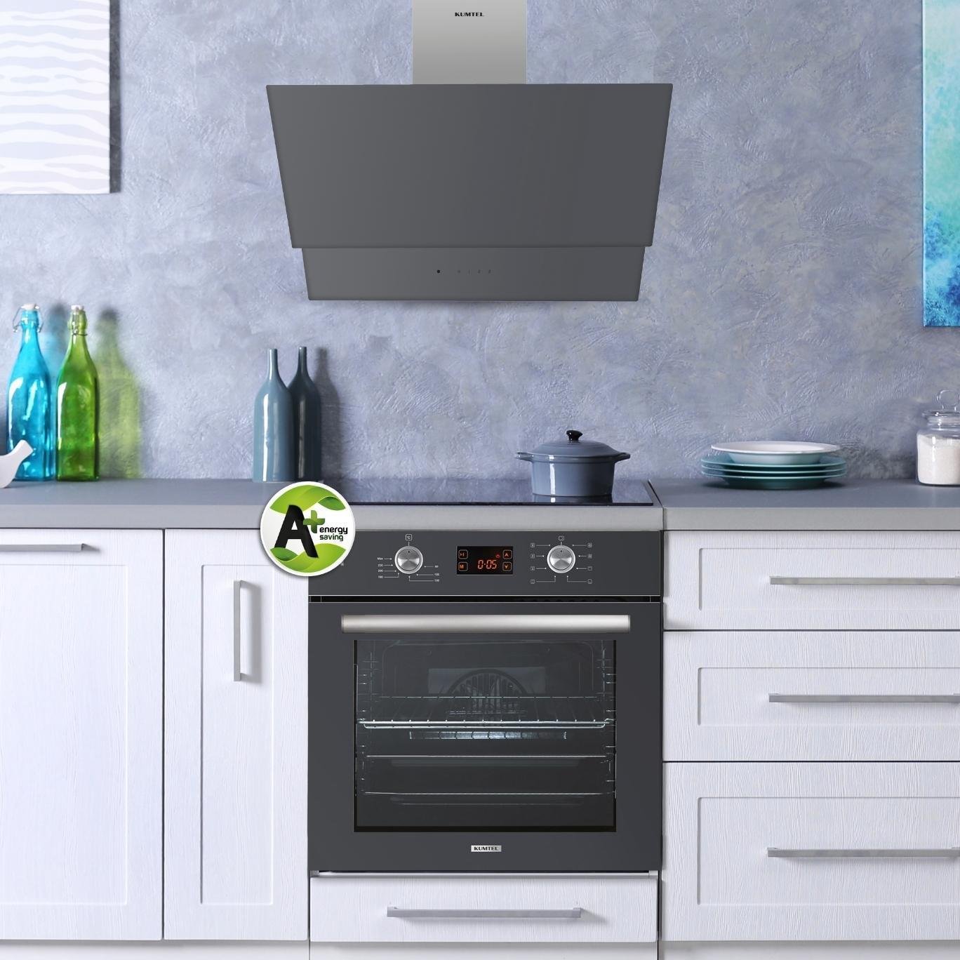 Kumtel Antrasit (Gri) Dokunmatik Cam Davlumbaz DA6-835