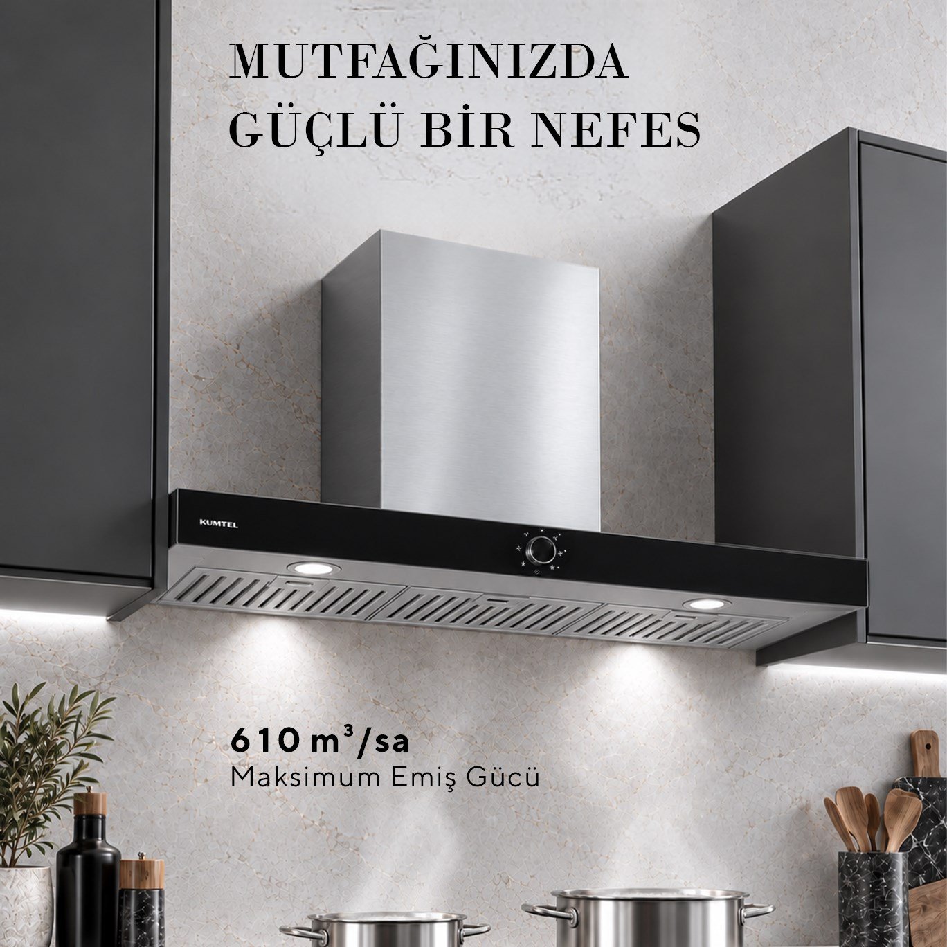 Kumtel Armany 90 cm İnox Davlumbaz