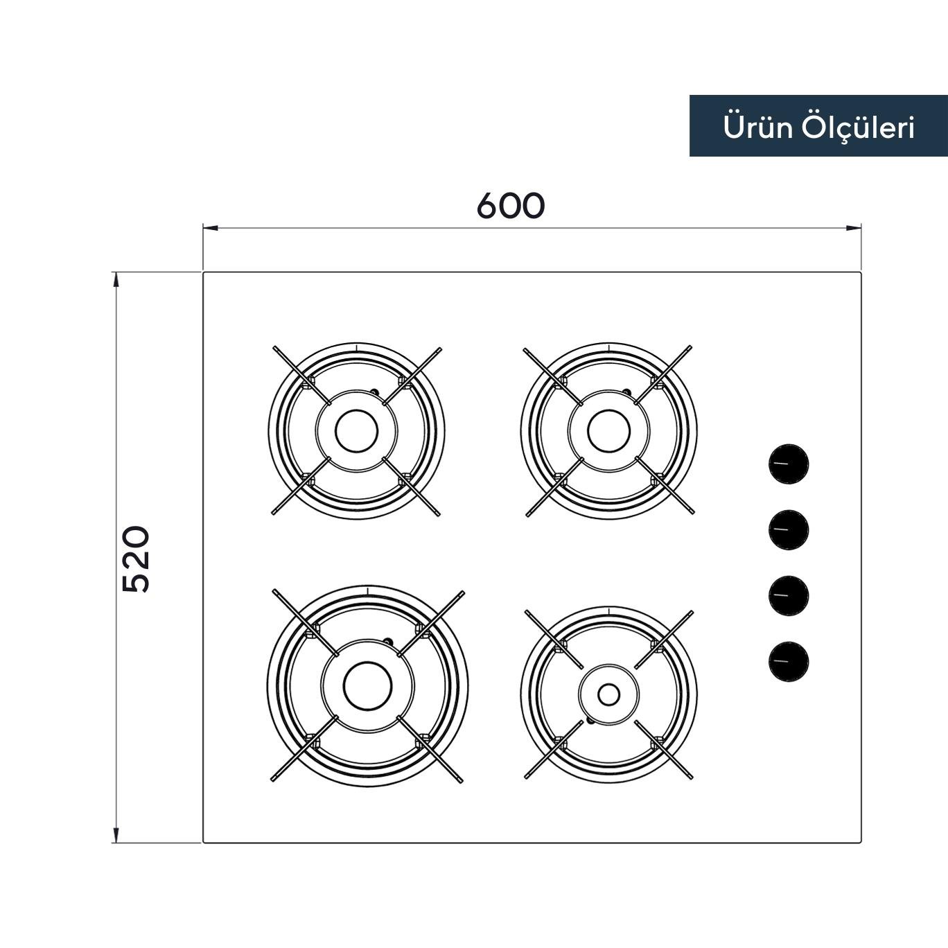 Kumtel Beyaz Cam Ankastre Ocak