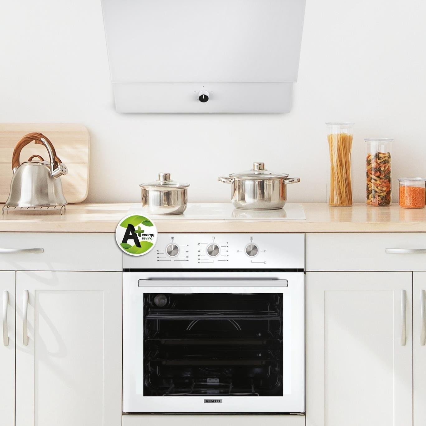 Kumtel Beyaz Cam Davlumbaz DA6-830