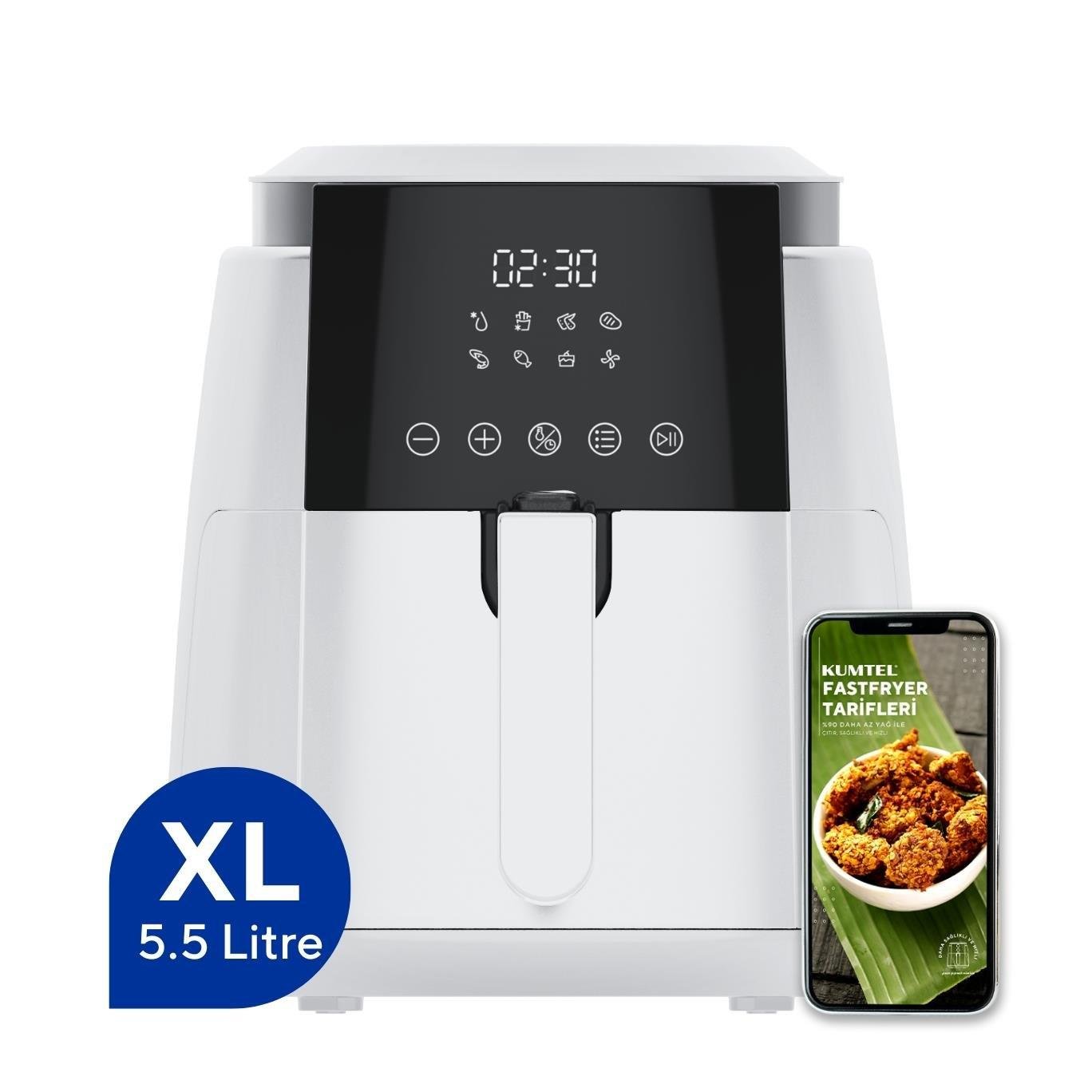 Kumtel Beyaz XL Digital Fastfryer ( Yağsız Fritöz Airfryer ) HAF-02