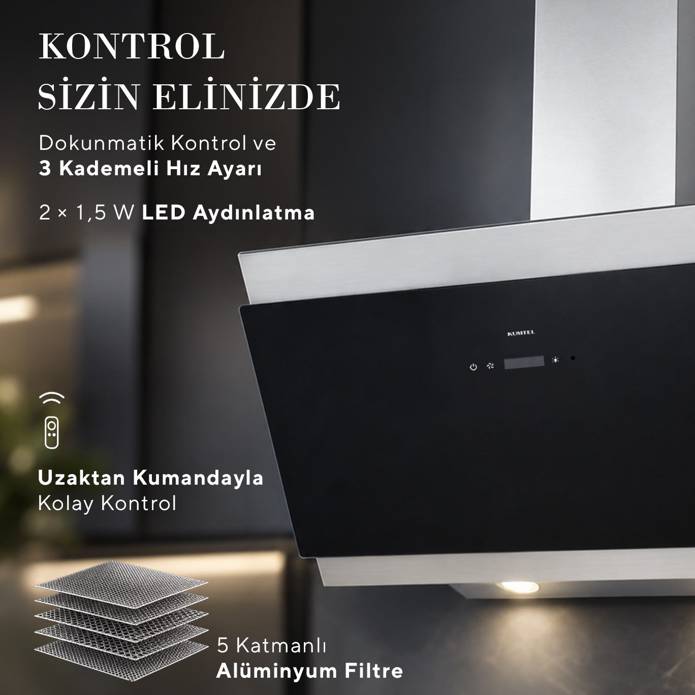 Kumtel Broma 90 Cm Davlumbaz