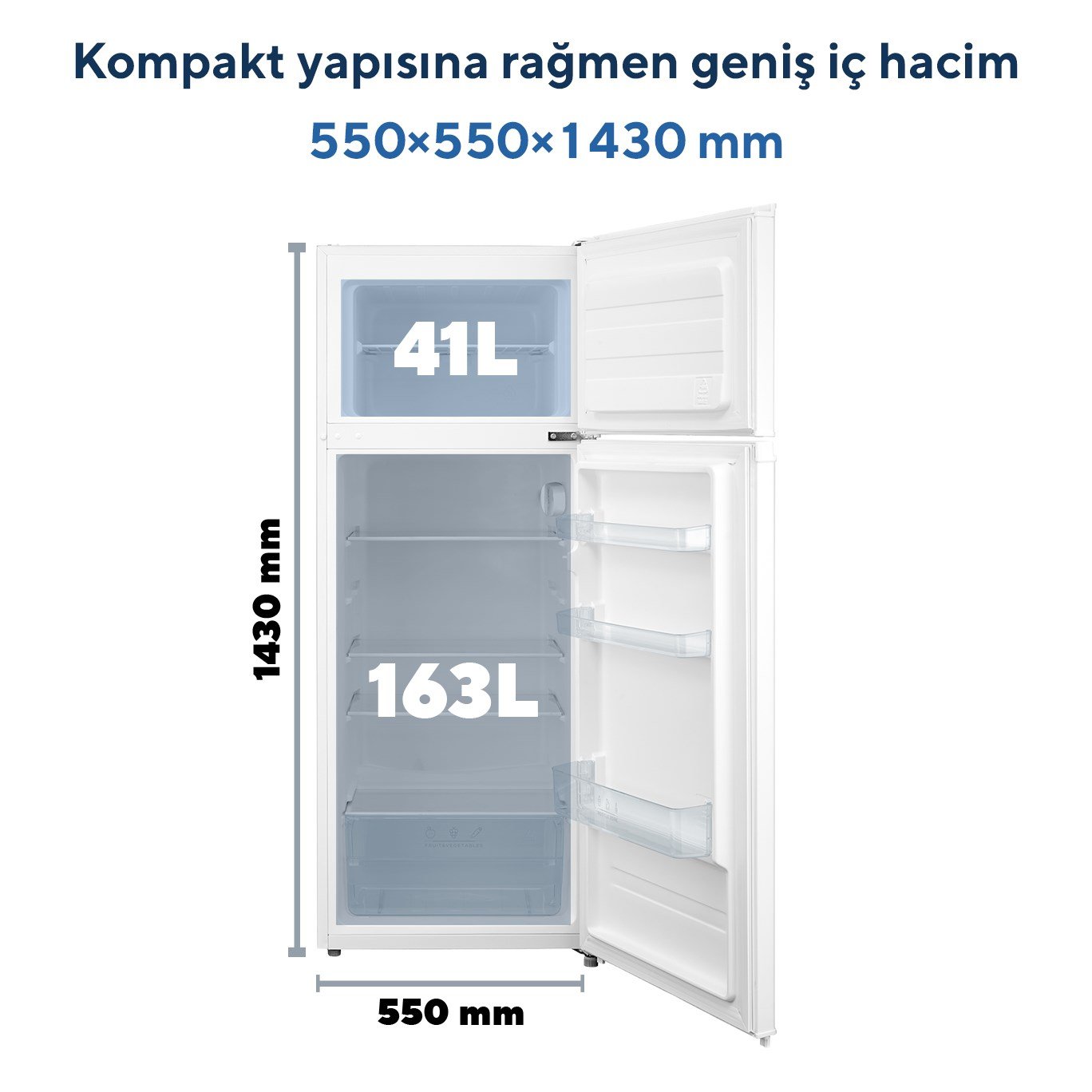 Kumtel Çift Kapılı Dijital Buzdolabı 204L HTMF-210