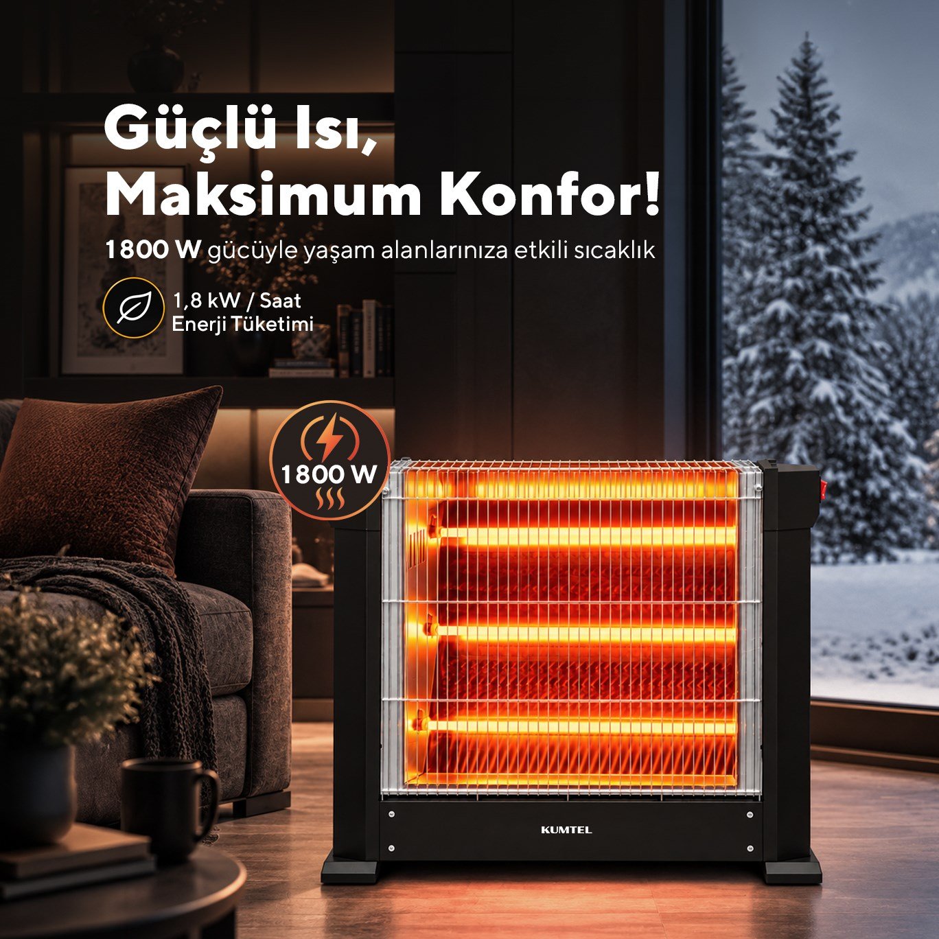 Kumtel Çift Taraflı Isıtıcı 1800 W KS-2740