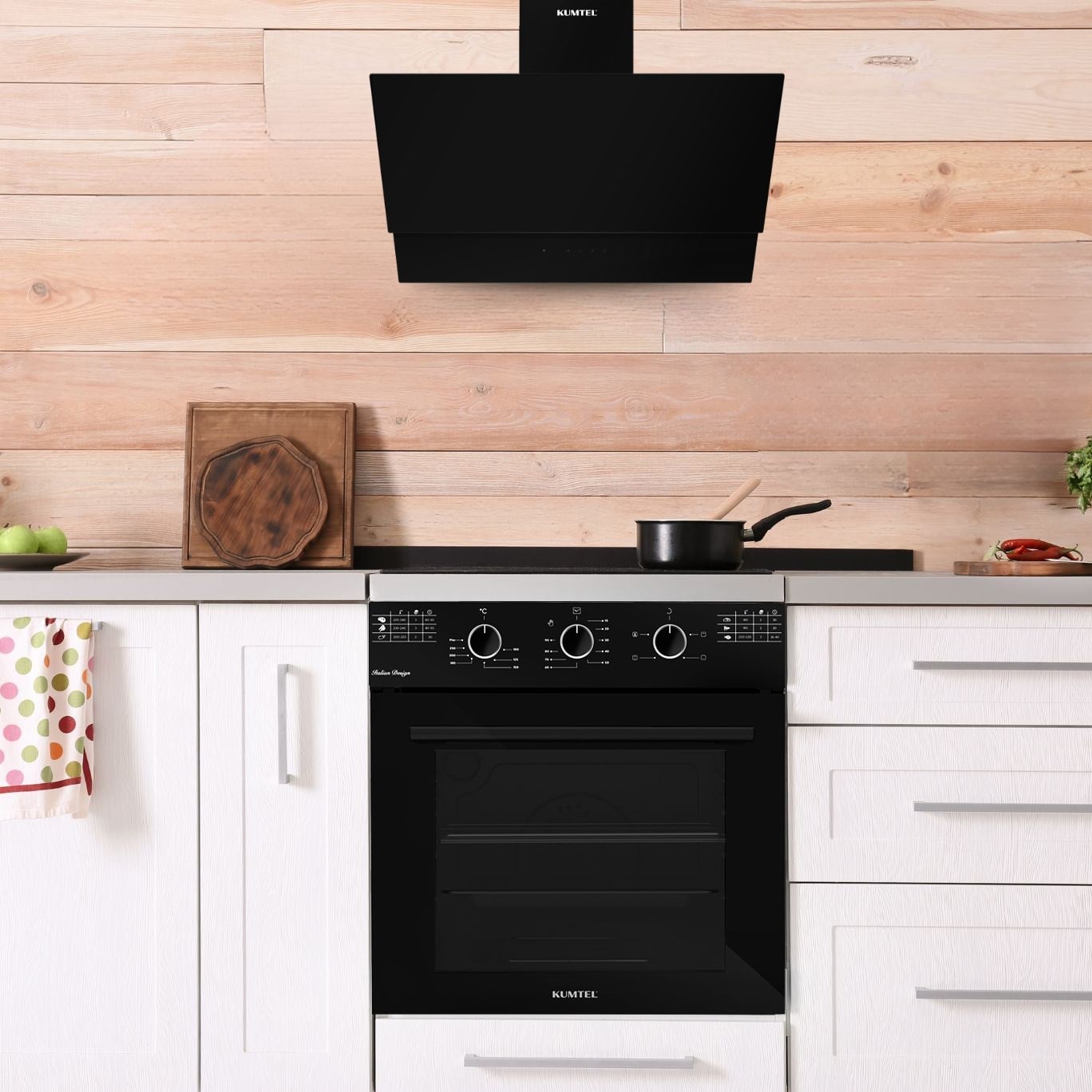 Kumtel DA6-895 Siyah Dokunmatik Cam Davlumbaz 50 cm