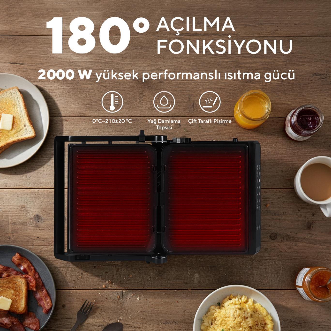 Kumtel Dijital Tost ve Izgara Makinesi 2000 W TTM-10