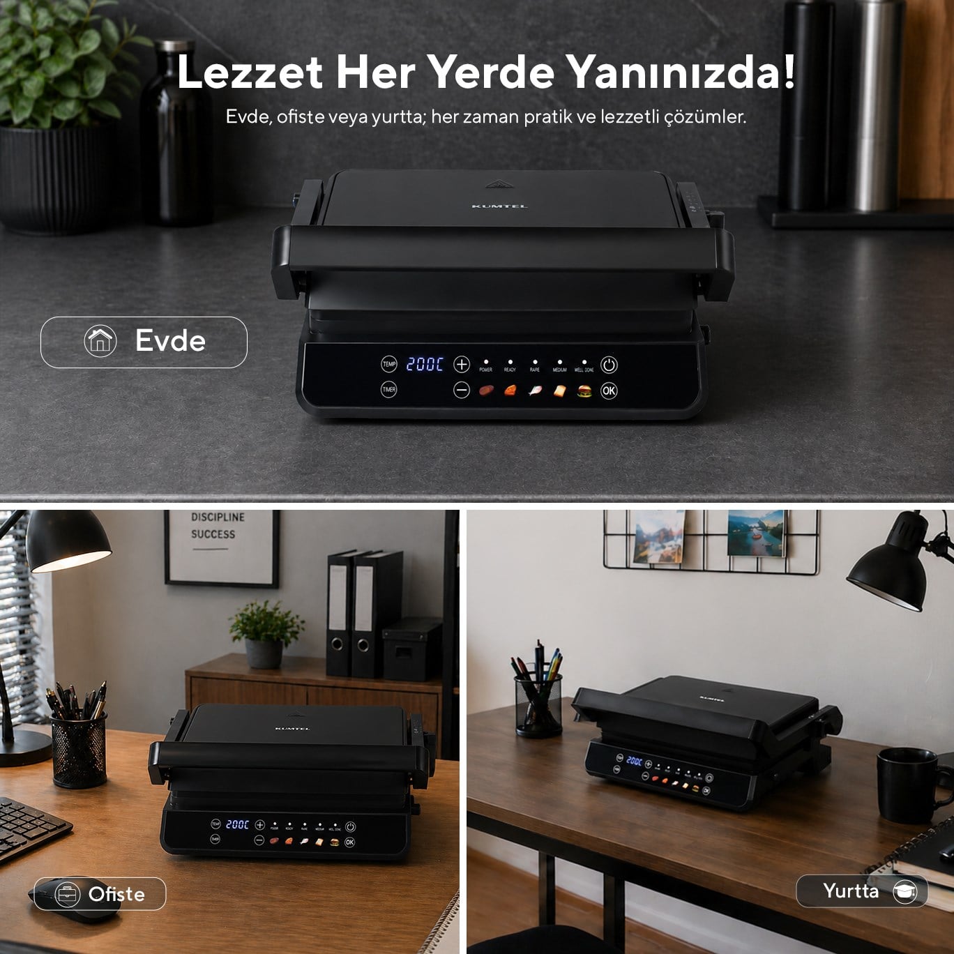 Kumtel Dijital Tost ve Izgara Makinesi 2000 W TTM-10