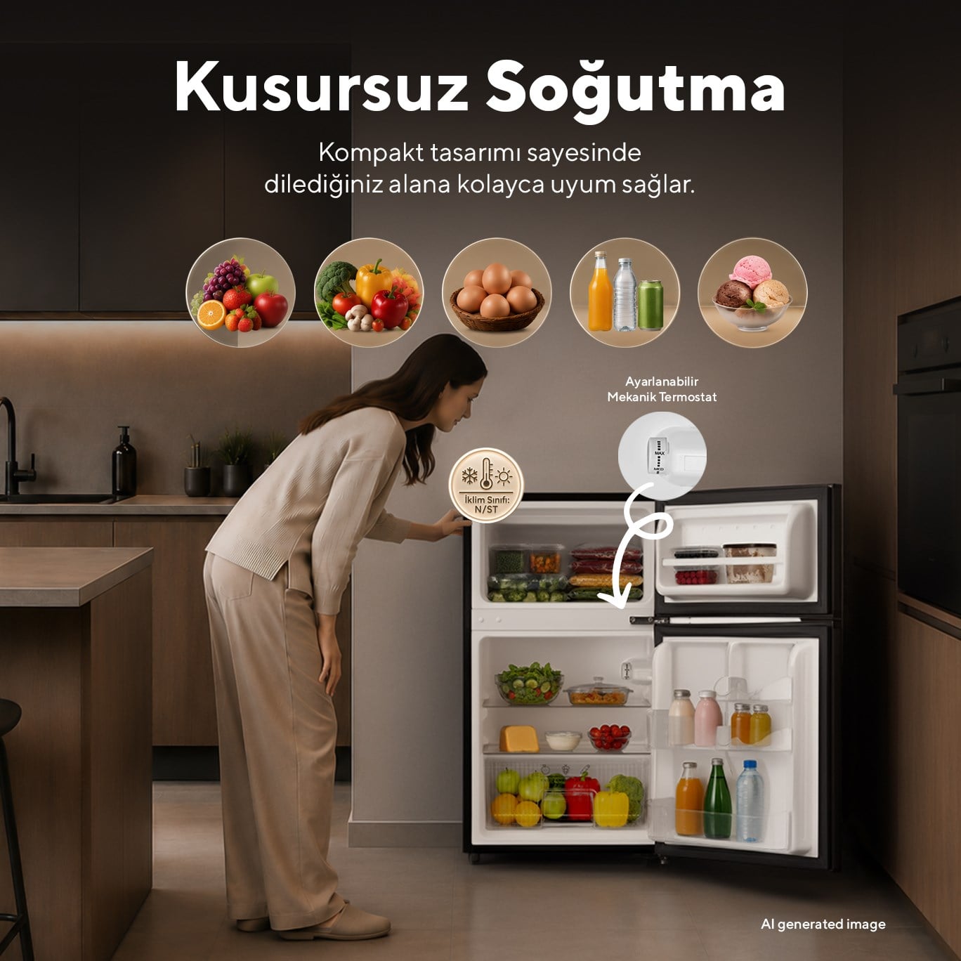 KUMTEL E SINIF 87L MİNİ BUZDOLABI SİYAH HTMF-90EB
