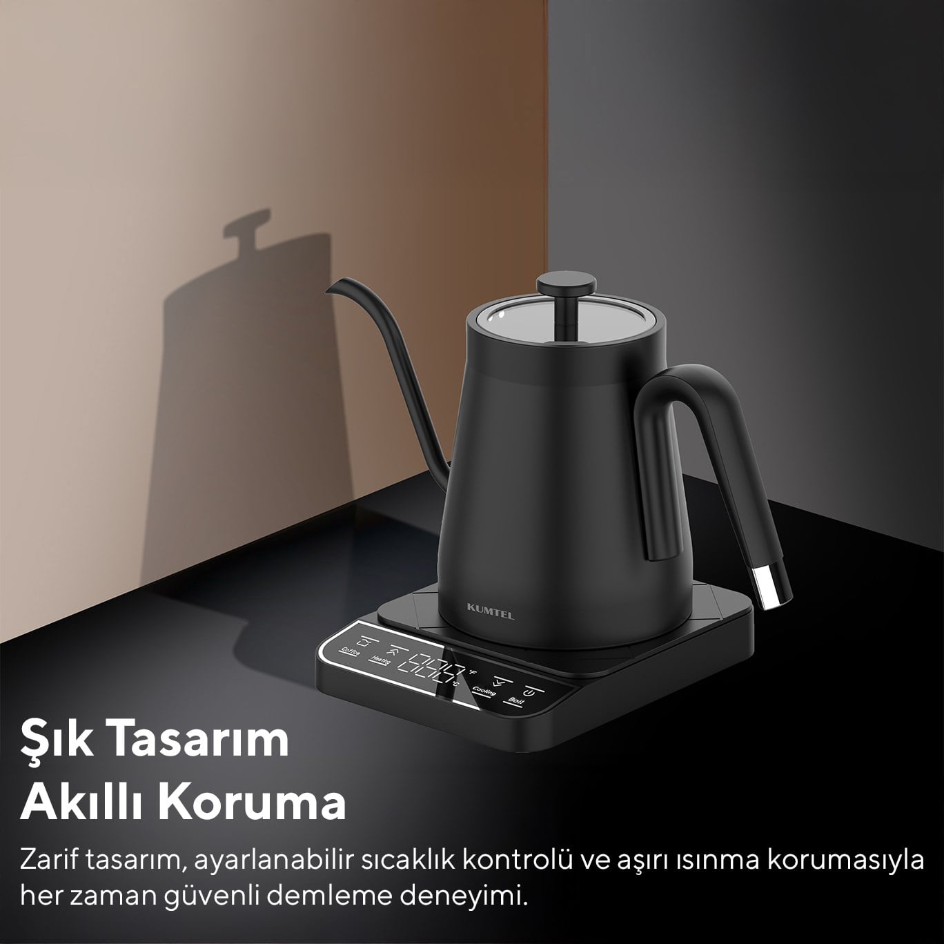 Kumtel Elektrikli Kahve Demleme Su Isıtıcı Gooseneck Dripper Kettle HCK-02