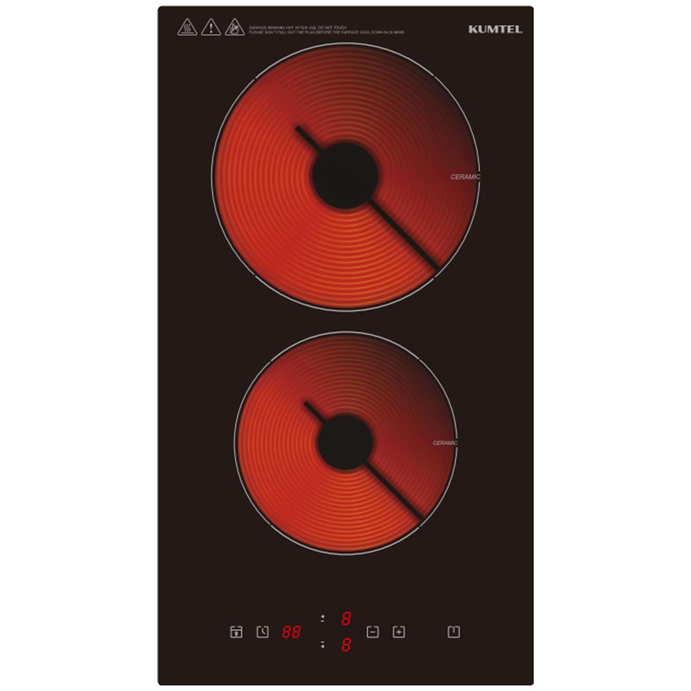 Kumtel Elektrikli Vitroseramik Siyah Cam İkili Ankastre Ocak HV3-02