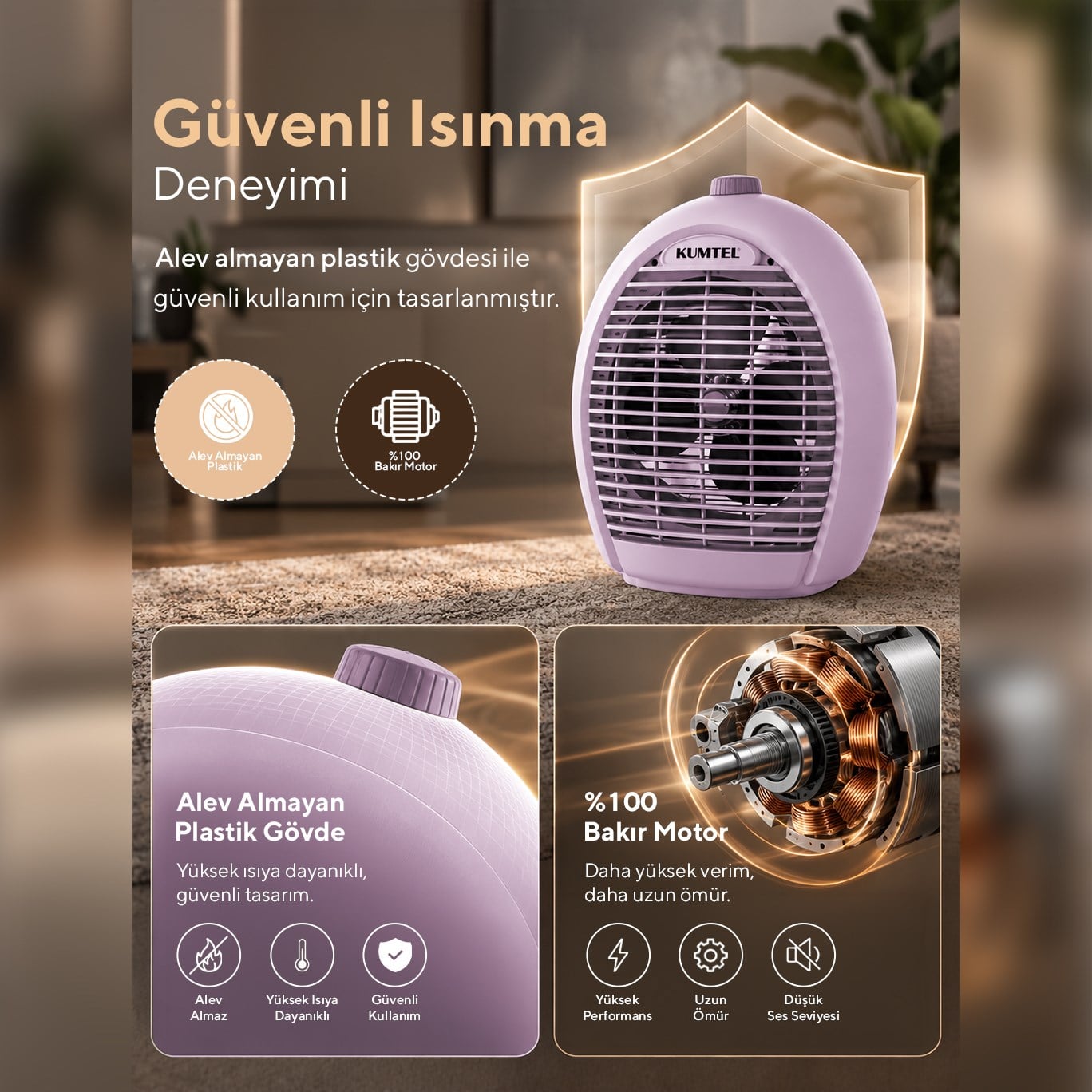 Kumtel Fanlı Isıtıcı 2000 W LX-6331 Lila