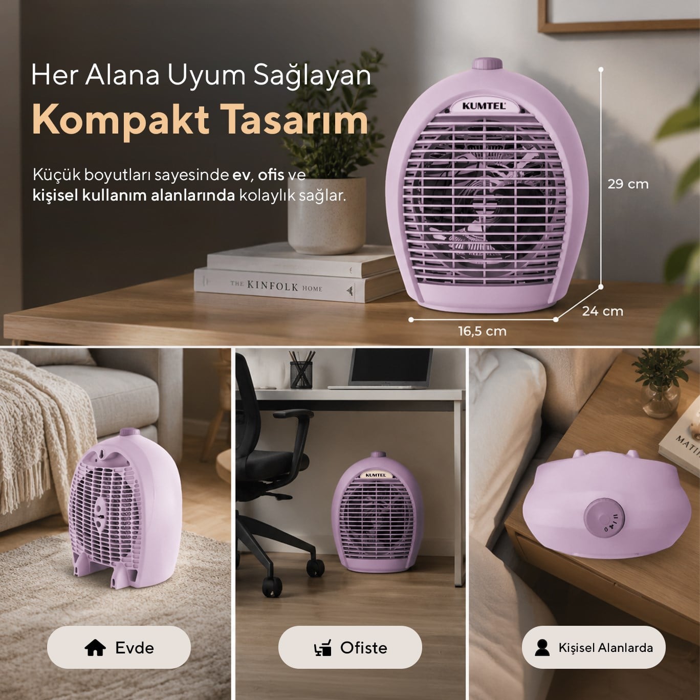 Kumtel Fanlı Isıtıcı 2000 W LX-6331 Lila