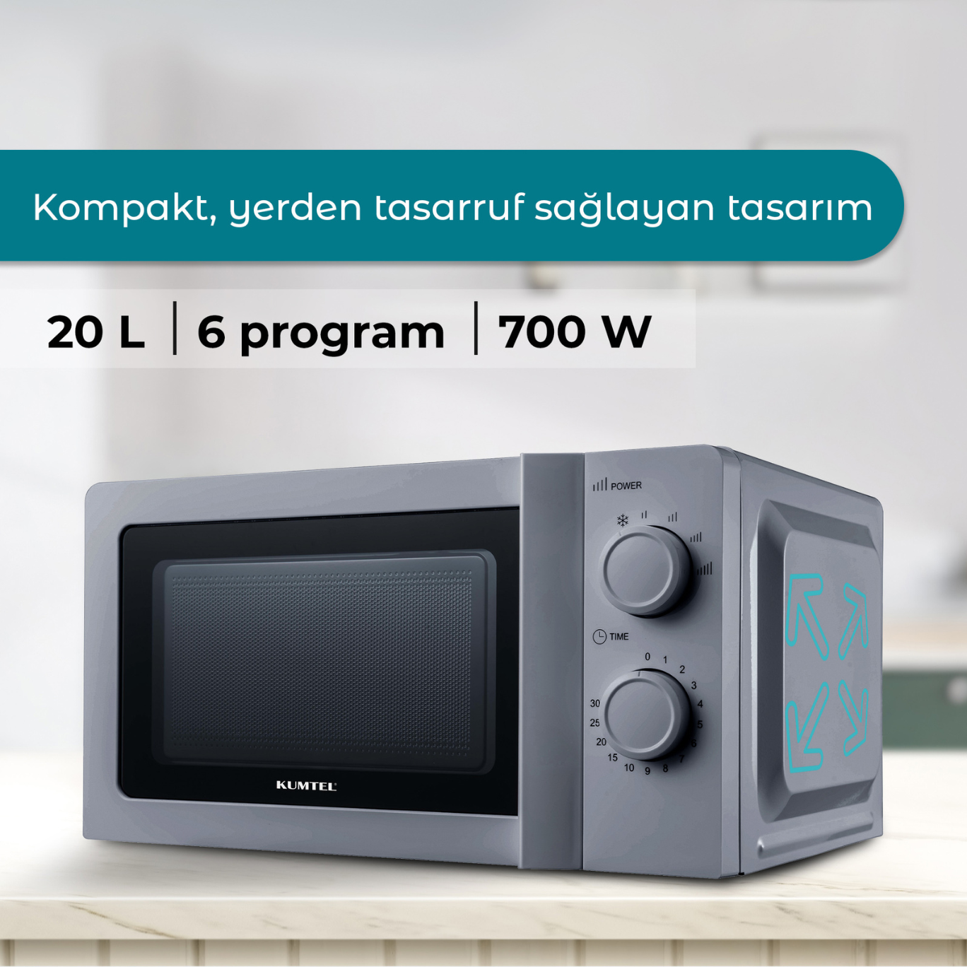 Kumtel Gümüş Gri Mikrodalga Fırın