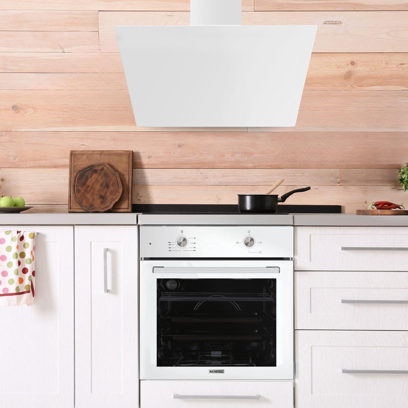 Kumtel Home Basic Beyaz Cam Ankastre Set