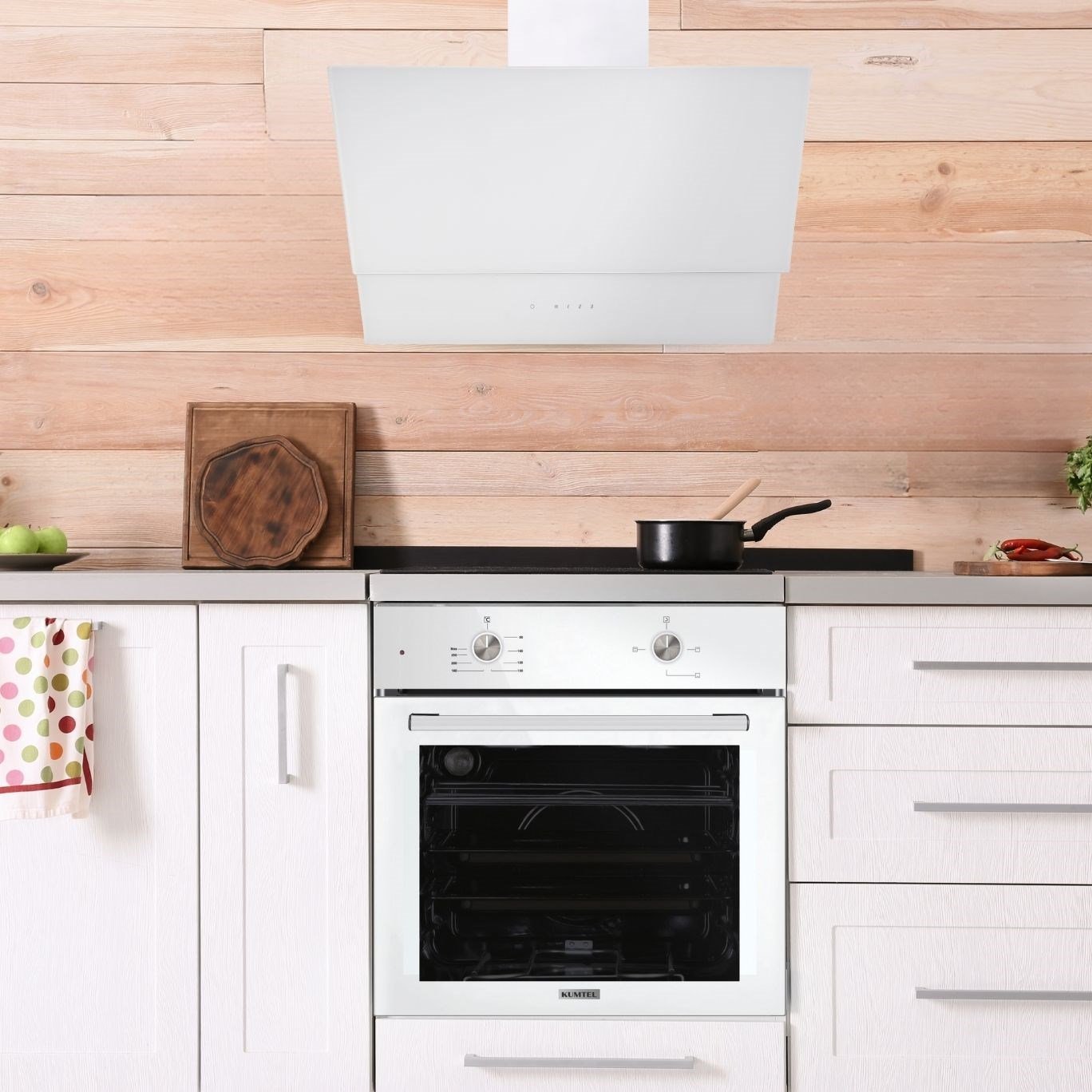 Kumtel Home Plus Beyaz Cam Ankastre Set