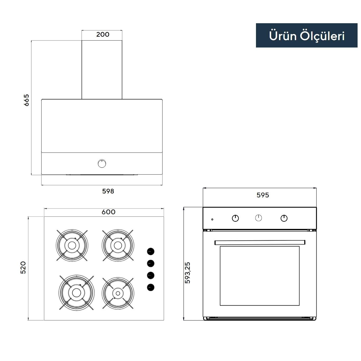 Kumtel Home Siyah Cam Ankastre Set