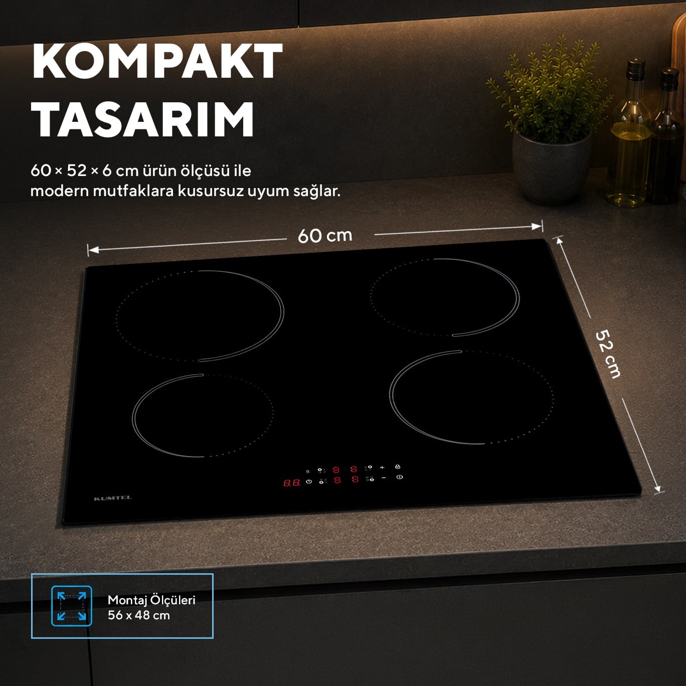 Kumtel İndüksiyonlu Cam Ankastre Ocak HI6-4TB