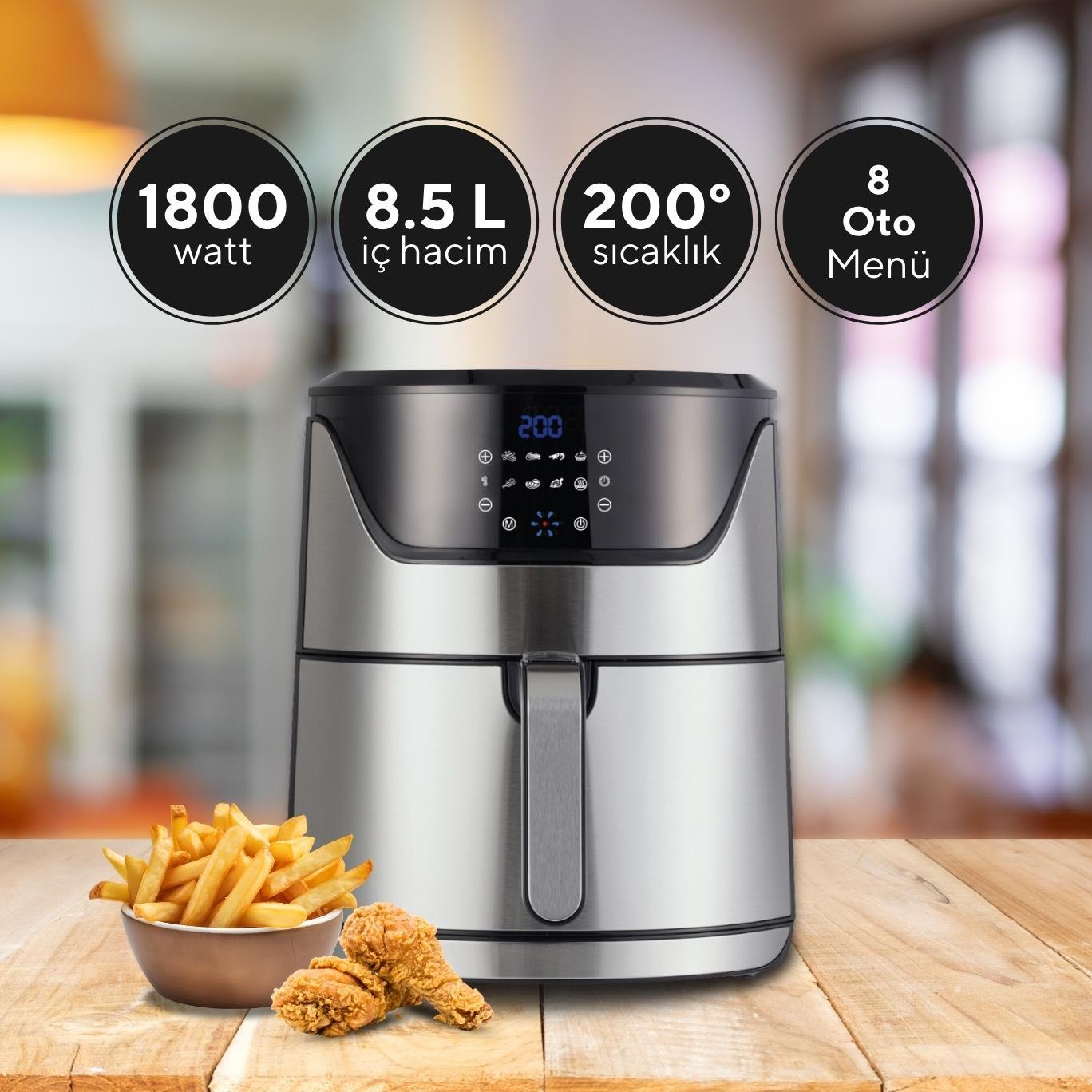 Kumtel İnox Digital Fastfryer (Yağsız Fritöz Airfryer)