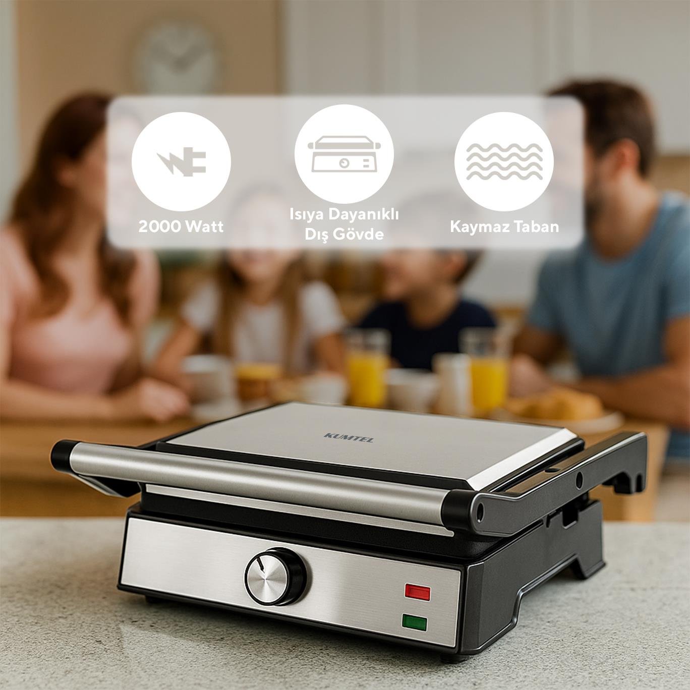Kumtel Inox Tost ve Izgara Makinesi 2000W TTM-09