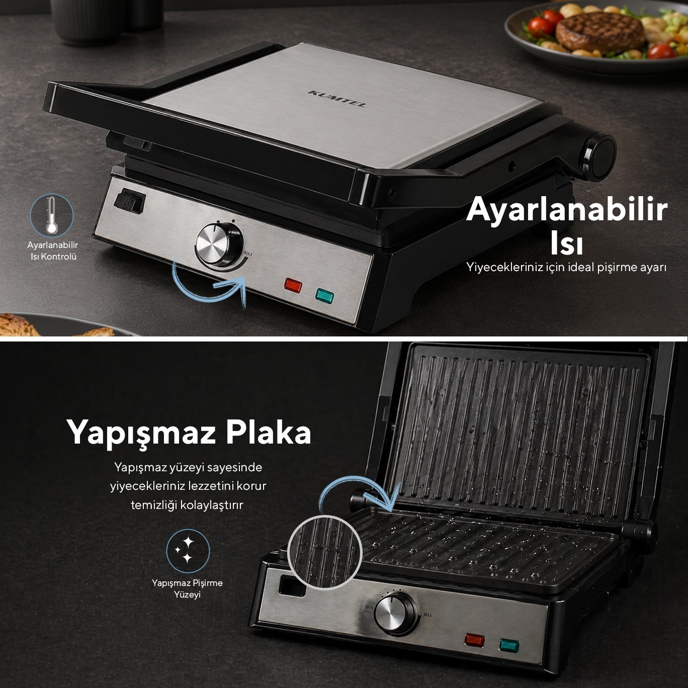 Kumtel Inox Tost ve Izgara Makinesi 2000W TTM-05