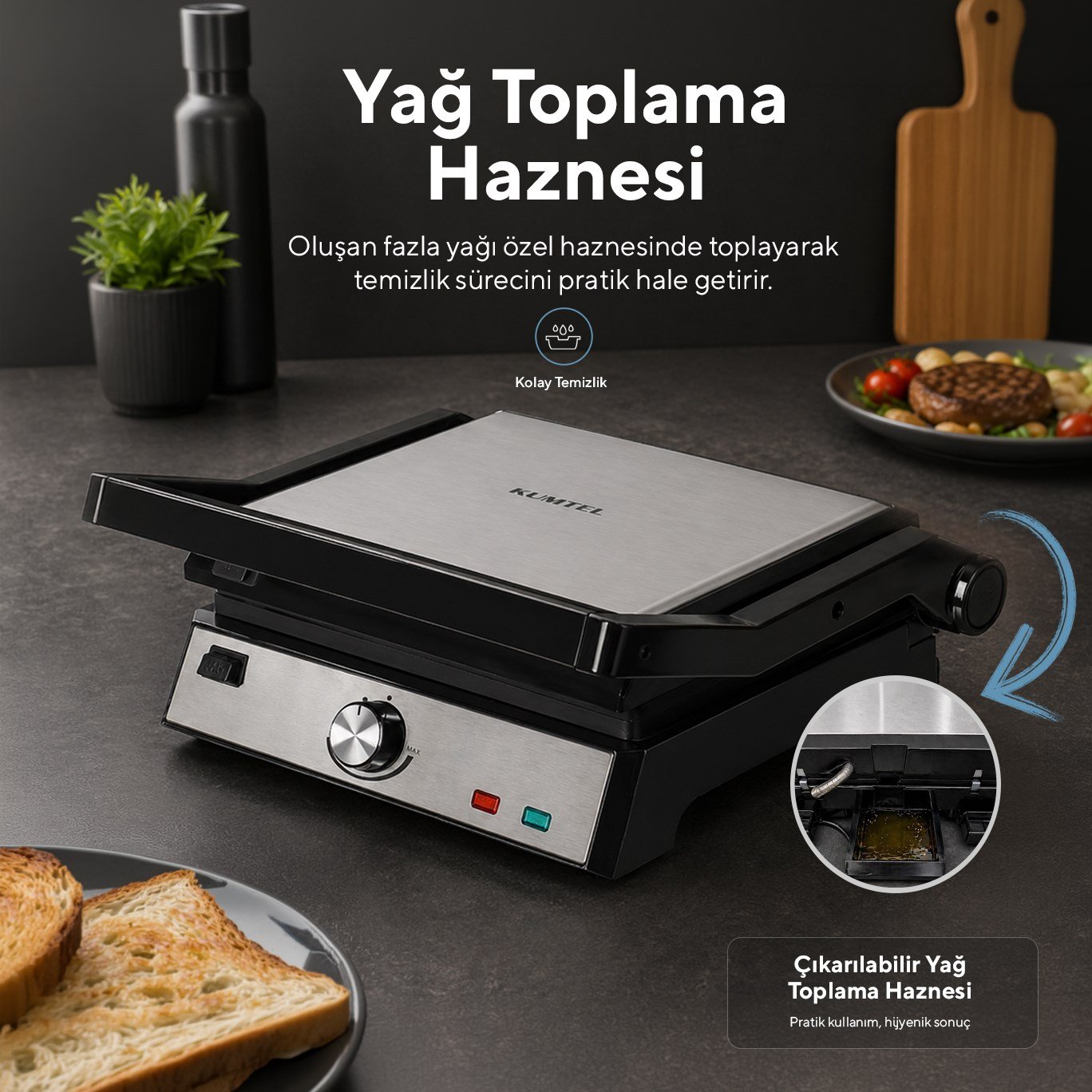 Kumtel Inox Tost ve Izgara Makinesi 2000W TTM-05