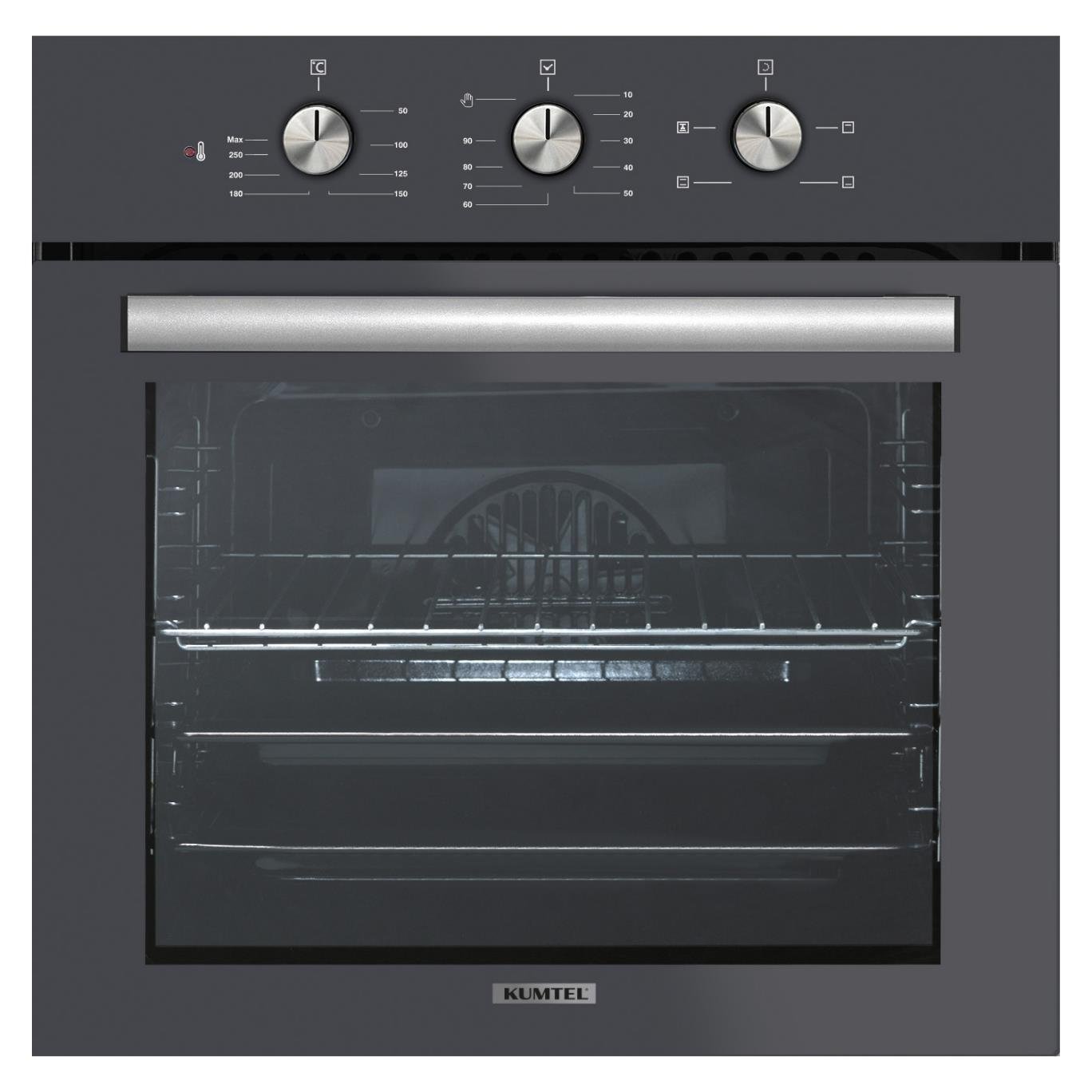 Kumtel Kristal Antrasit (Gri) Cam Ankastre Set