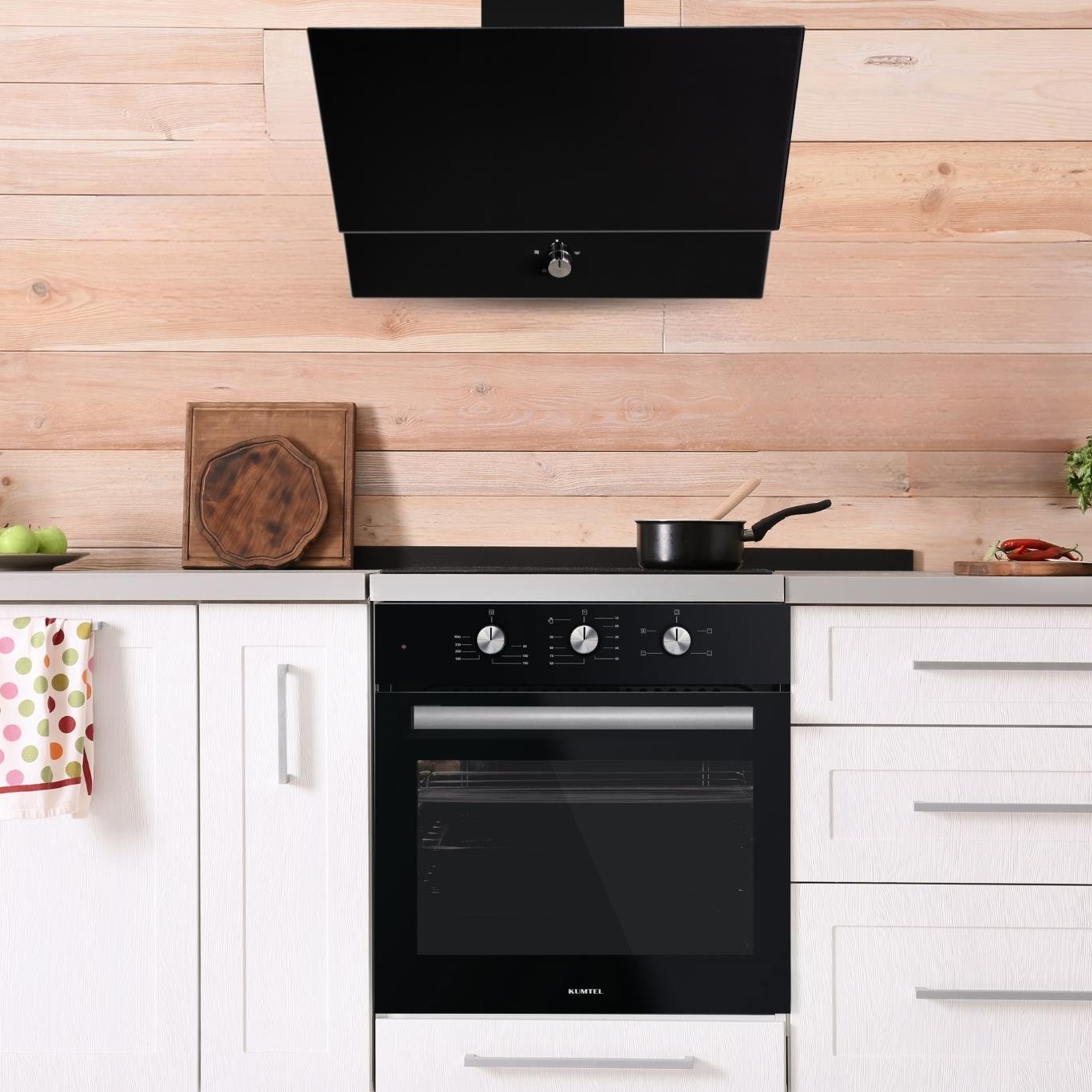 Kumtel Kristal Siyah Cam Ankastre Set