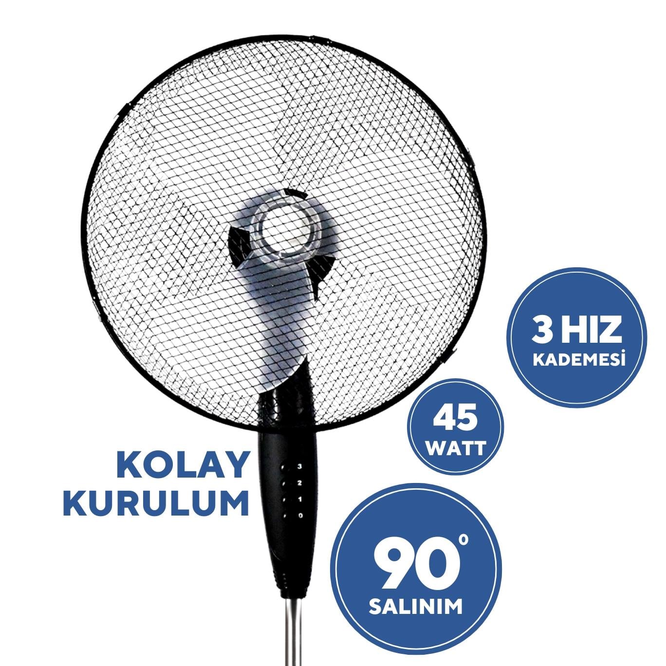 Kumtel KTF-320 Siyah Vantilatör (3P)