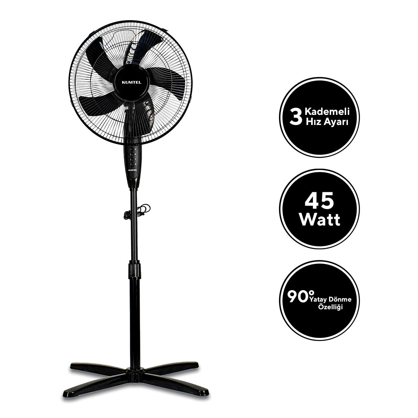 Kumtel KTF-325 Siyah Vantilatör 16'' (5P)