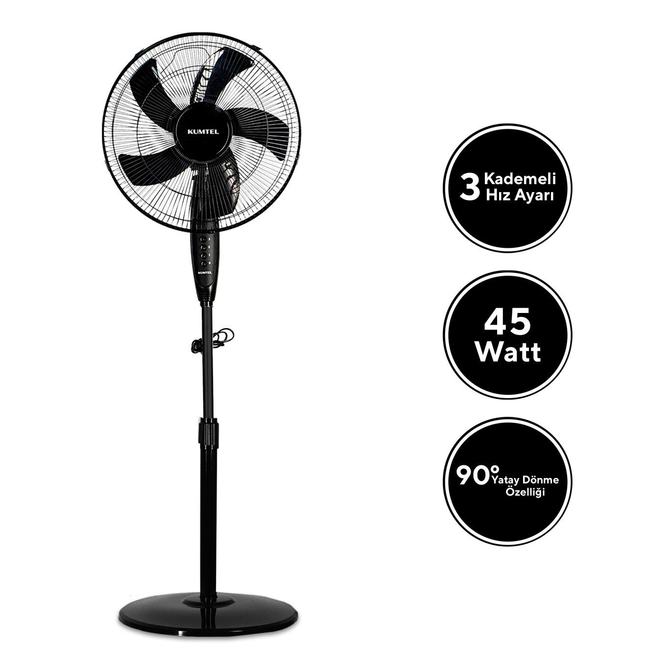 Kumtel KTF-330 Siyah Vantilatör 16'' (5P)