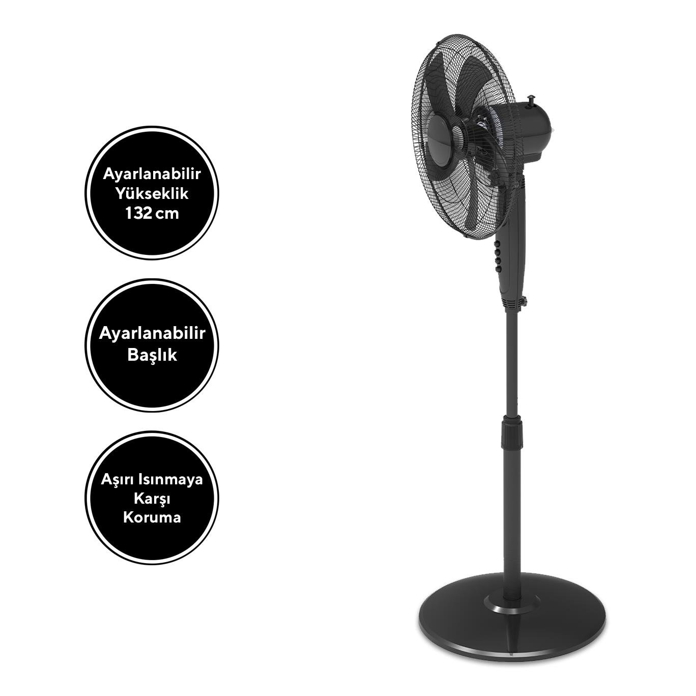 Kumtel KTF-330 Siyah Vantilatör 16'' (5P)