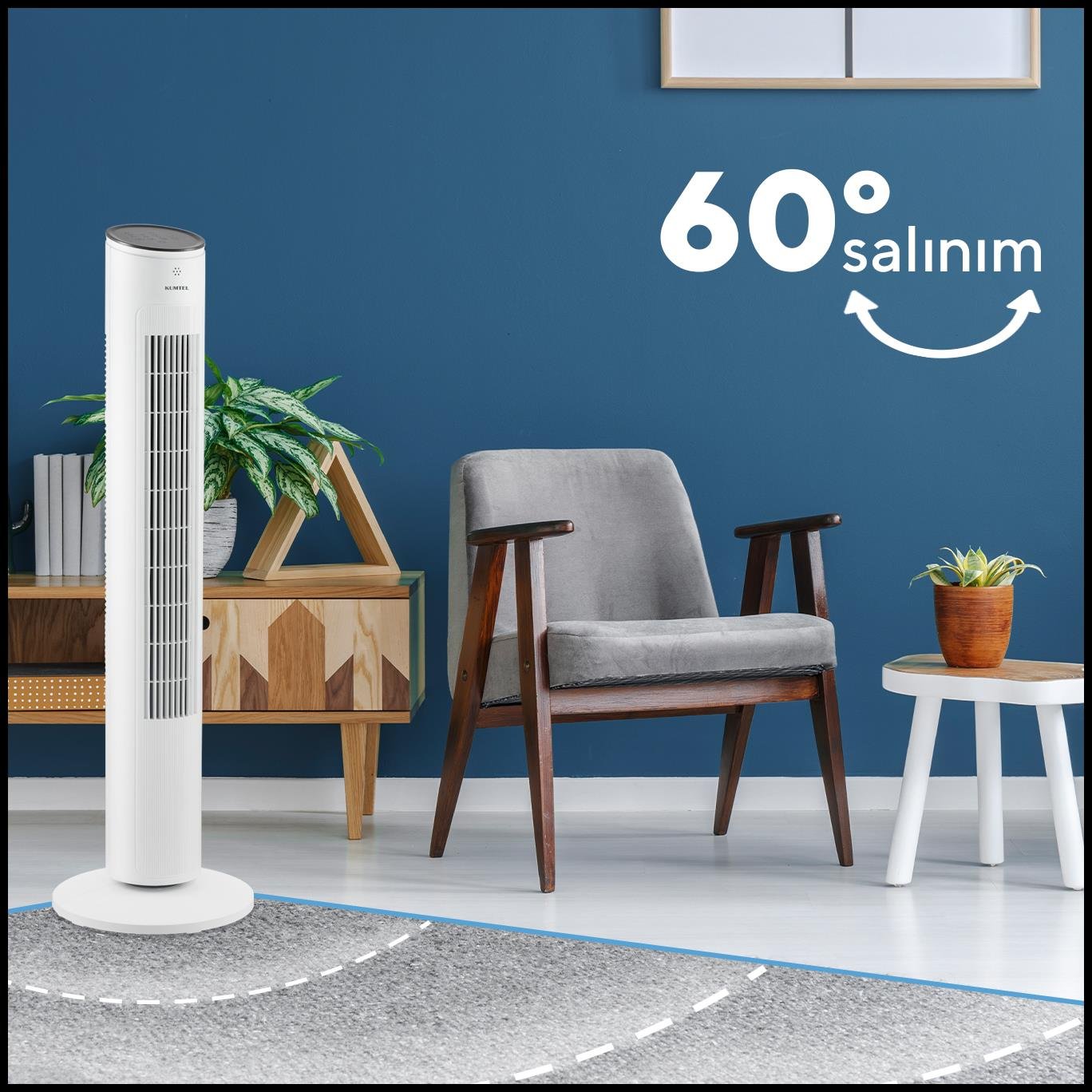 Kumtel KTF-360 Kule Tipi Vantilatör Beyaz