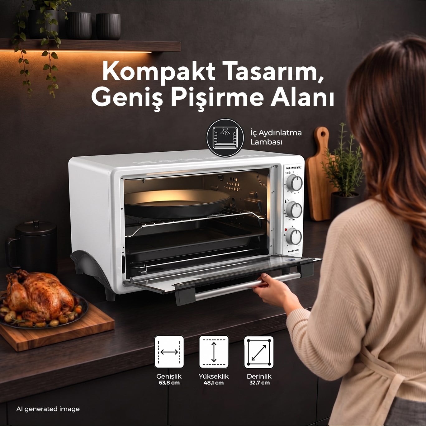 Kumtel LX-3575 45 Litre Beyaz Turbo Mini Fırın