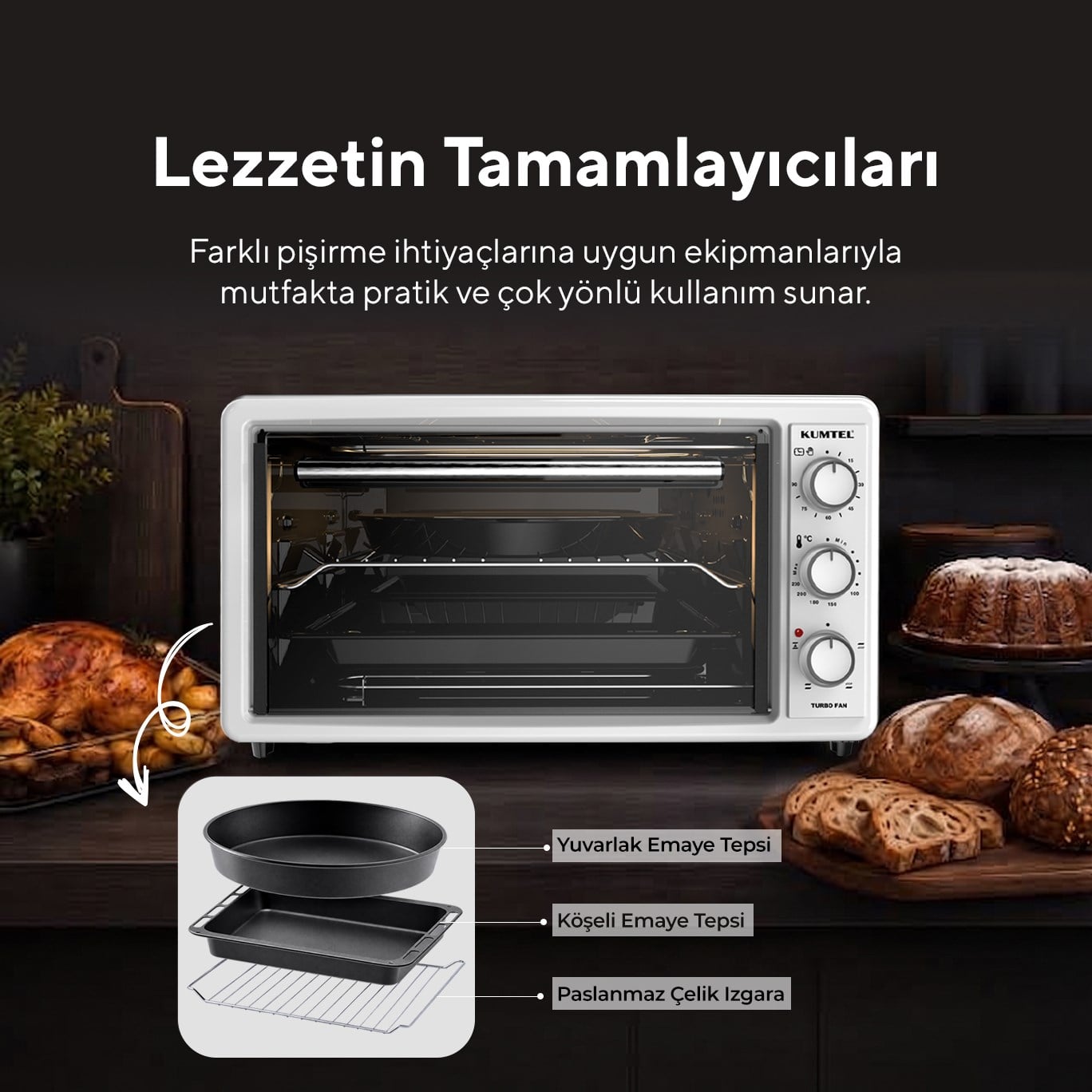 Kumtel LX-3575 45 Litre Beyaz Turbo Mini Fırın