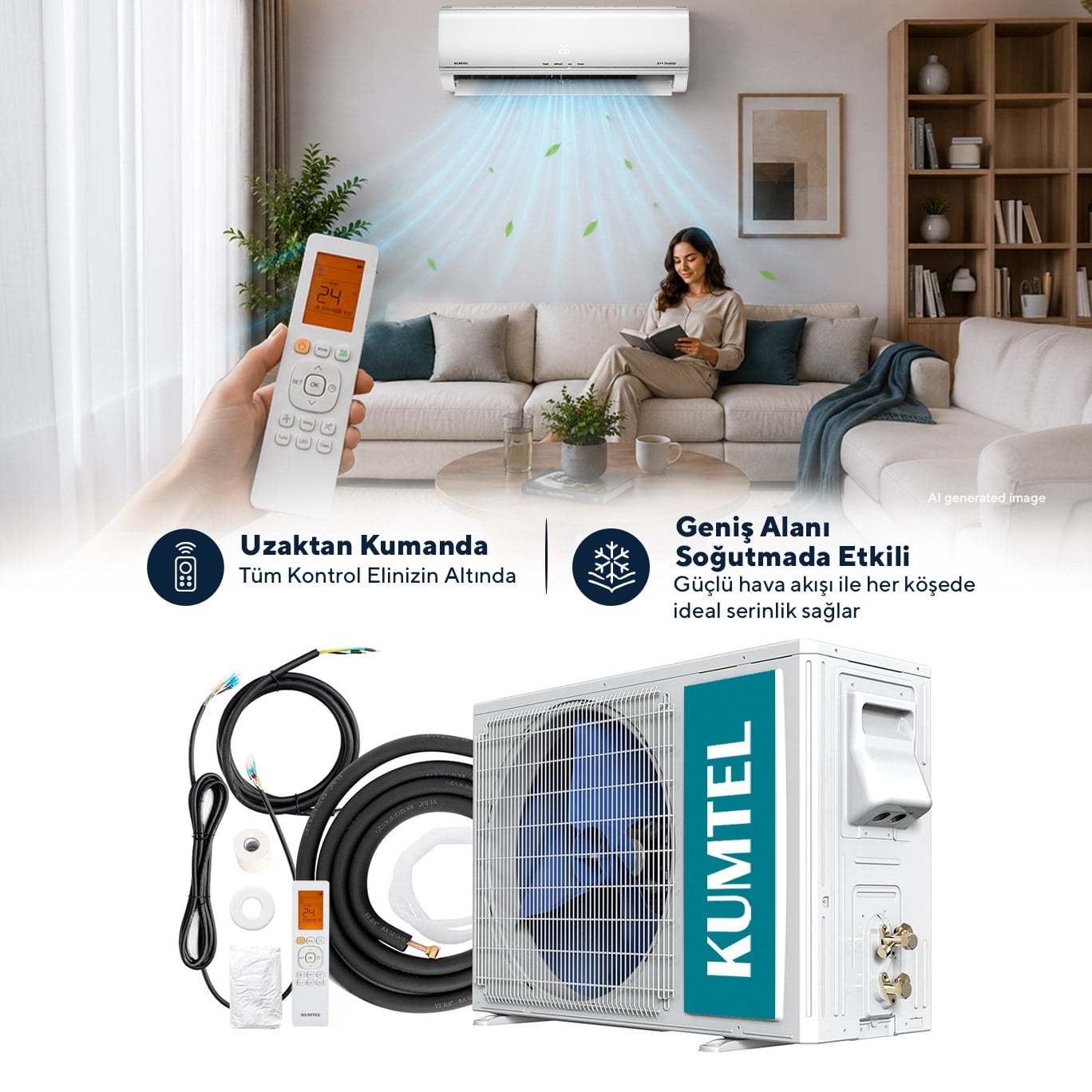 Kumtel Matsu KMSAC-18 18.000 BTU A++ Inverter Duvar Tipi  Split Klima (Montaj Dahil)