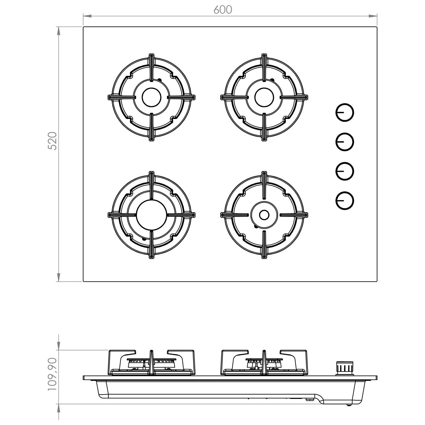 Kumtel Plus Antrasit Cam Ankastre Ocak KO-40 TAHDF
