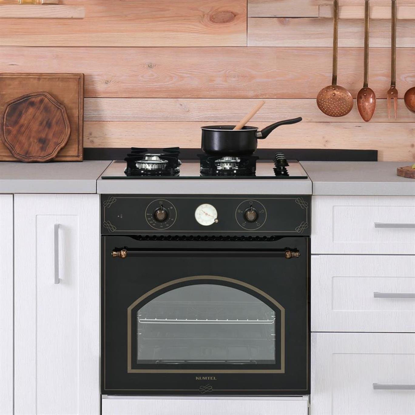 Kumtel Rustik Siyah Cam Ankastre Fırın 