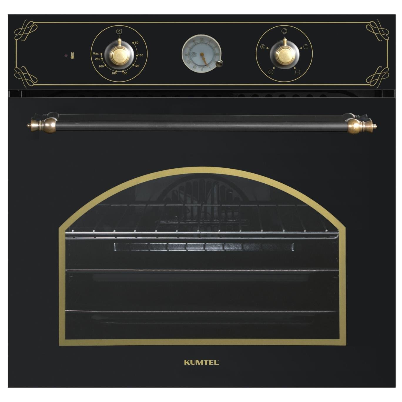 Kumtel Rustik Siyah Cam Ankastre Fırın 