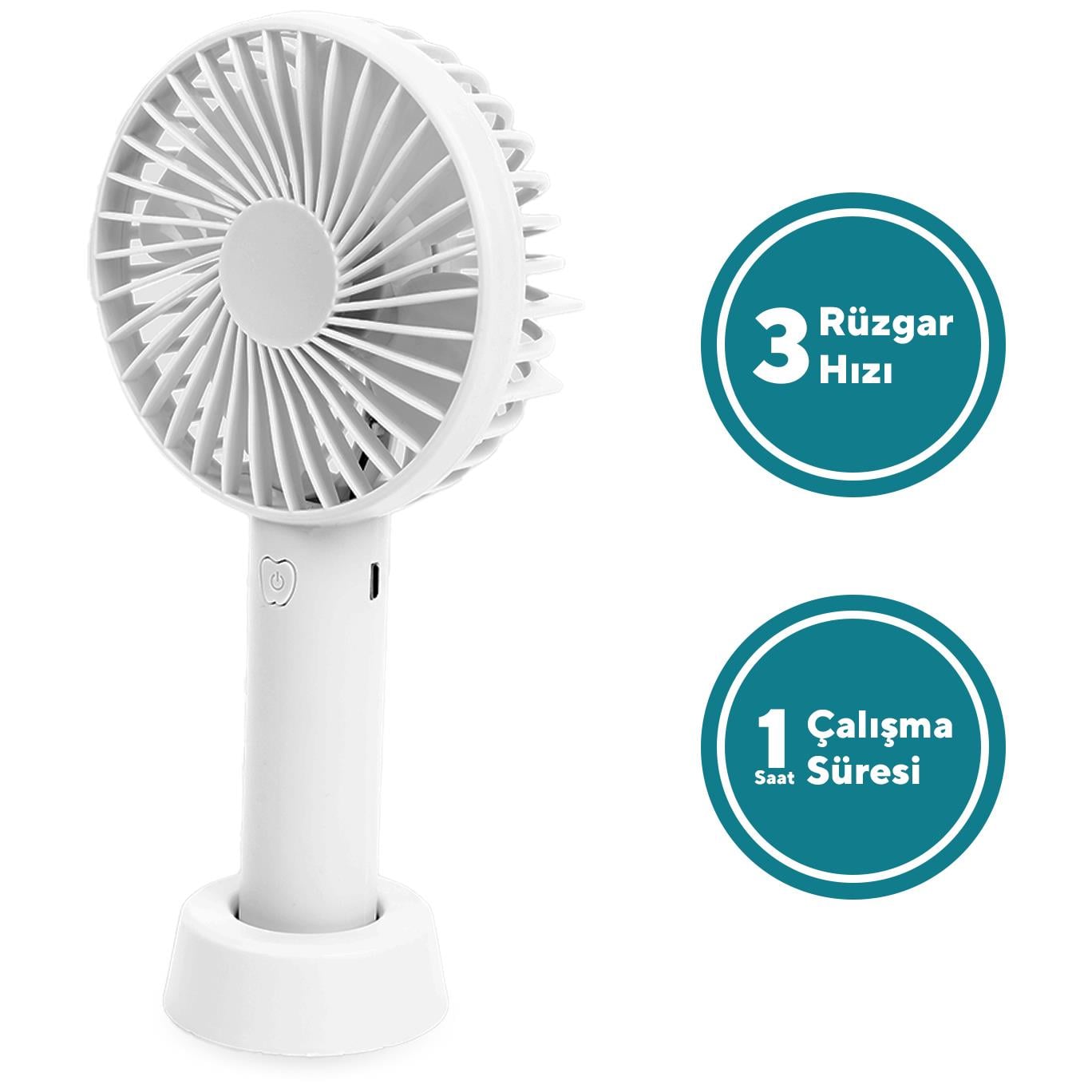 Kumtel Şarj Edilebilir Mini El Fanı Beyaz HFF-01