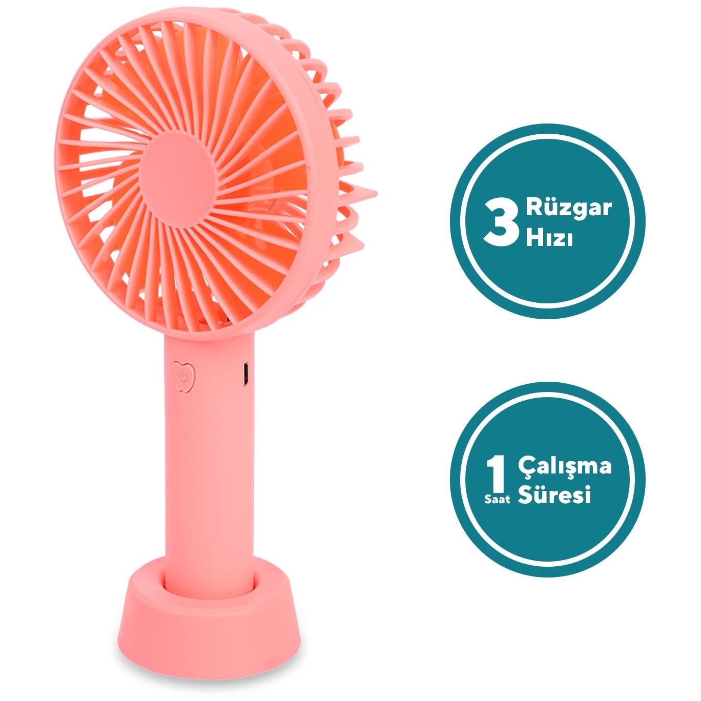 Kumtel Şarj Edilebilir Mini El Fanı Pembe HFF-03