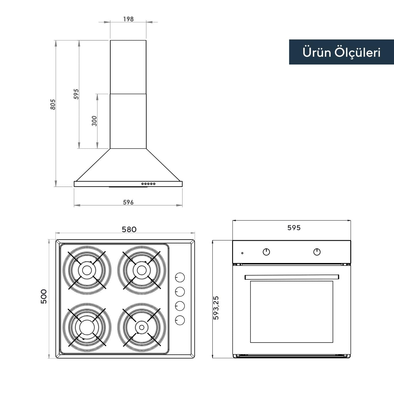 Kumtel Siyah Basic Ankastre Set